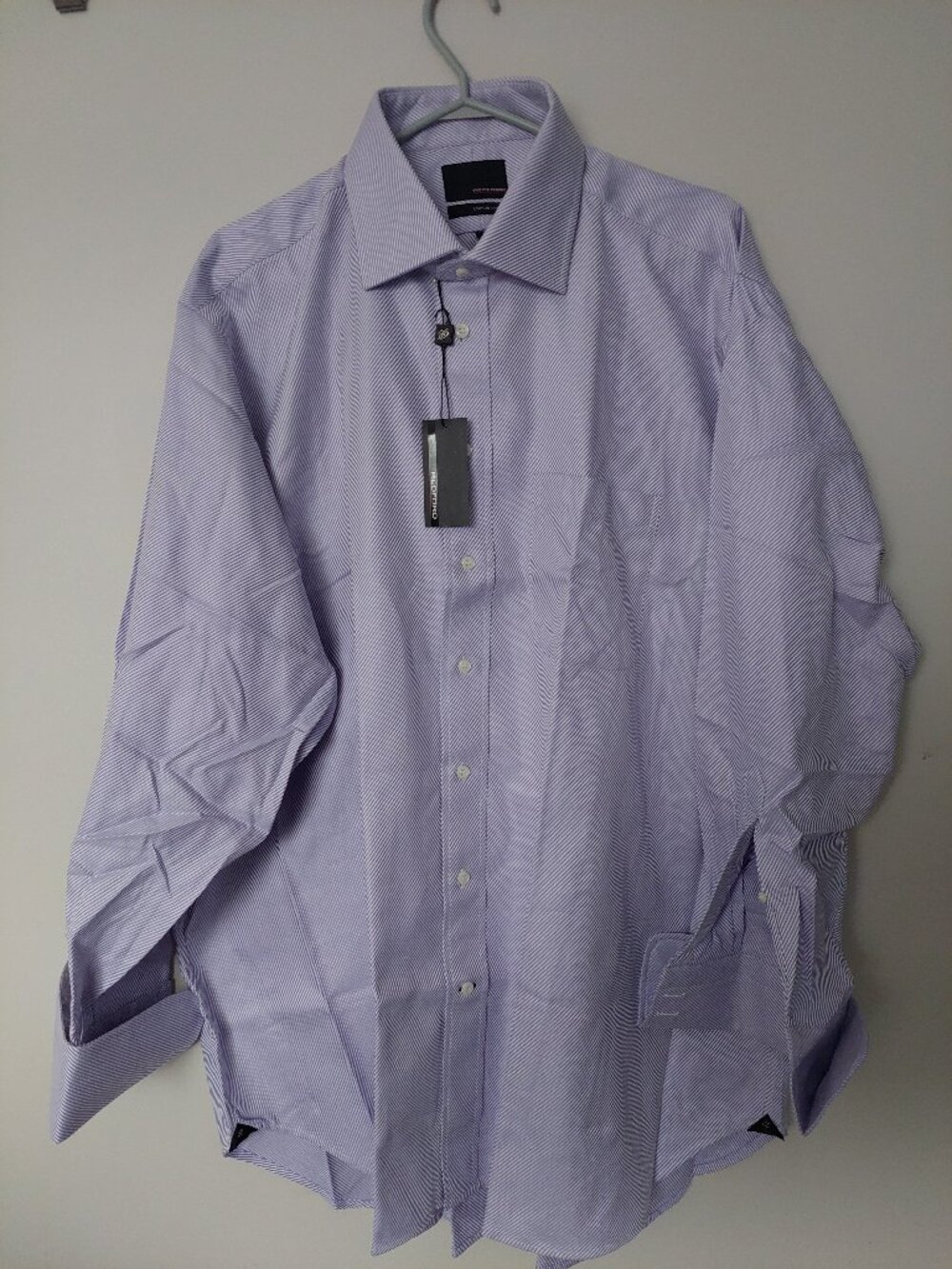 Redford Men's Size 18 Pinstriped Dress Shirt  100% Egyptian Cotton Purple